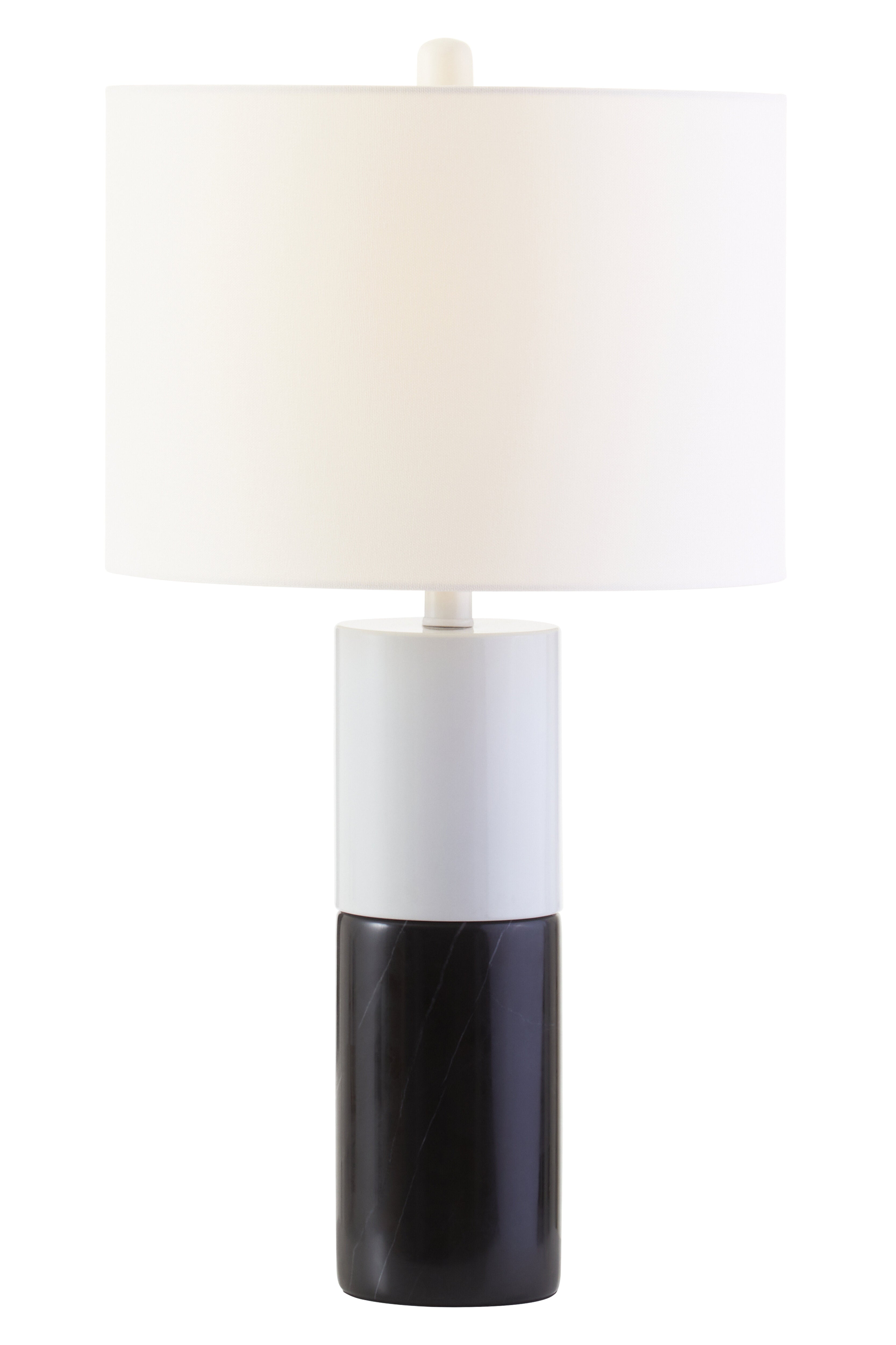 Eben Black Marble Base & White Shade Table Lamp